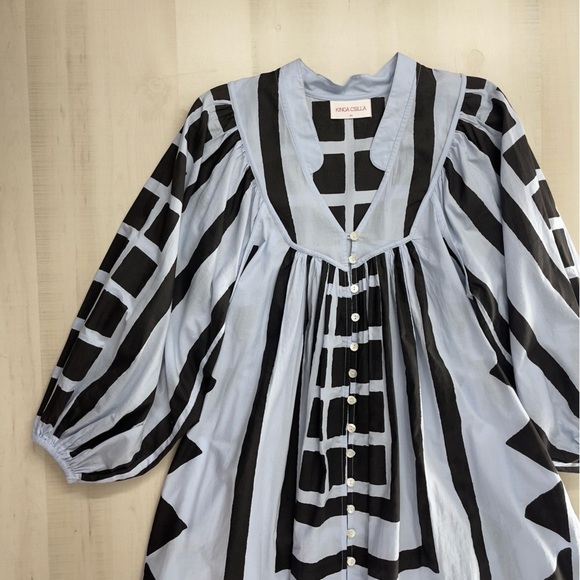 KINGA CSILLA block print cotton tuckernuck kaftan tunic dress XS - Picture 3 of 9